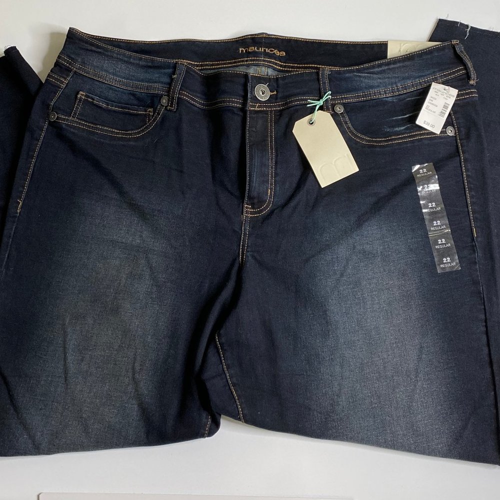 NWT Maurices Mid Rise Dark Wash Jeggings Sz 22 Reg